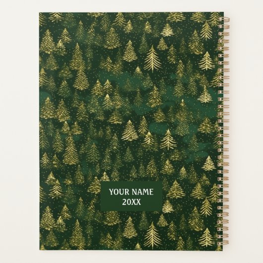 Groene en gouden dennenbos Chiyogami Planner (Achterkant)