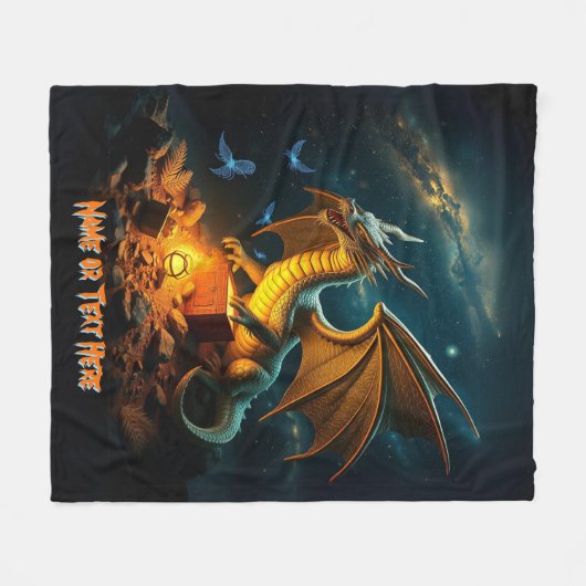 Groene en gouden draken bewaken schat fleece deken (Voorkant (Horizontaal))