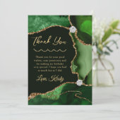 Groene en gouden faux Glitter Agate Birthday Bedankkaart (Staand voorkant)