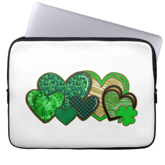 Groene en gouden Fun Hearts Laptop Sleeve