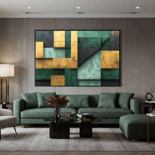 Groene en Gouden Geometrie Poster