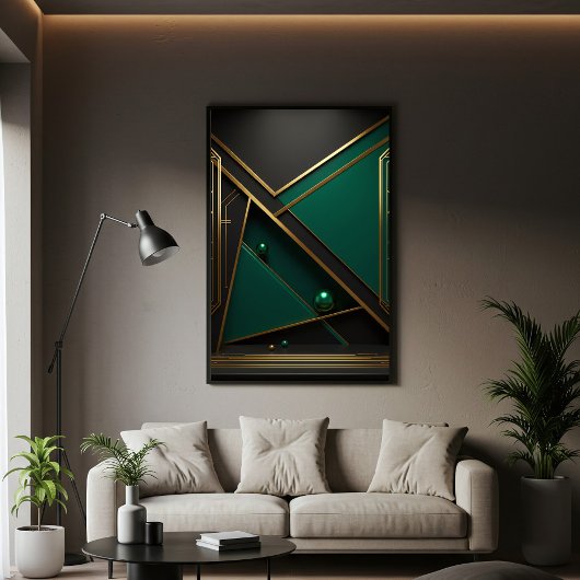 Groene en Gouden Geometrie Poster