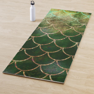 Groene en Gouden Glinsterende Zeemeermin Vis Schub Yogamat
