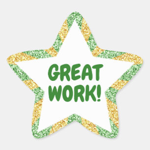 Groene en gouden glitter geweldige werkleraar Star Ster Sticker