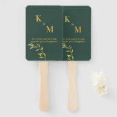 Groene en gouden handventilator voor bruiloften en handwaaier (Voorkant en achterkant)