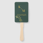 Groene en gouden handventilator voor bruiloften en handwaaier (Voorkant)