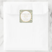 Groene en Gouden Huwelijk Dank u Vierkante Sticker (Tas)