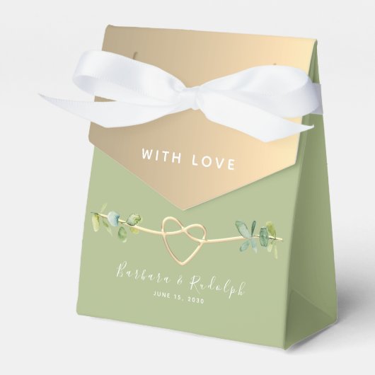 Groene en gouden huwelijksgunst doos bedankdoosjes (Voorkant Zijde)