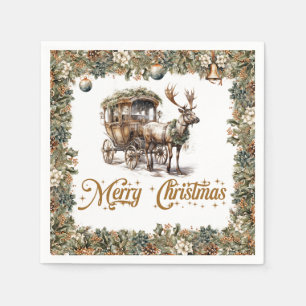  groene en gouden kerst rendieren slee servet