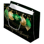 Groene en gouden kerstballen Kerstmis Groot Cadeauzakje (Voorkant Gekanteld)