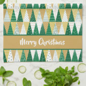 Groene en Gouden Kerstbomen Theedoek (Gevouwen)