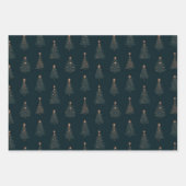 Groene en gouden kerstboom inpakpapier vel (Voorkant 3)