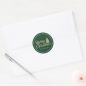 Groene en gouden kerstboom ronde sticker (Envelop)