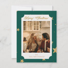 Groene en gouden kerstkaart met ster