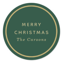 Groene en gouden klassieke ronde Kerst stickers