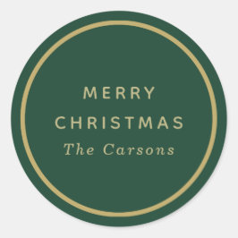 Groene en gouden klassieke ronde Kerst stickers