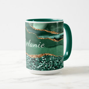 Groene en gouden koffiemok cadeau gepersonaliseerd mok