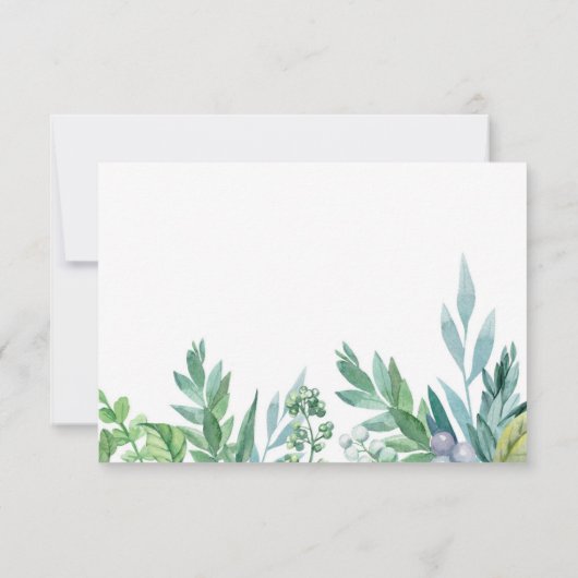 Groene en gouden lente gebladerte bruiloft RSVP Ka (Achterkant)