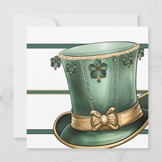 Groene en gouden Leprechaun hoed St Paddy's Day Kaart (Achterkant)