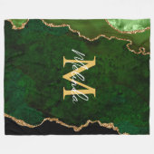 Groene en gouden marmeren Agaat Fleece Deken (Voorkant (Horizontaal))