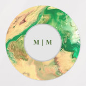 Groene en gouden marmeren wervelingen labels (Design 2)