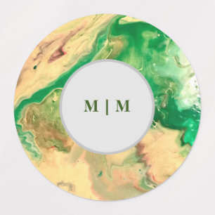 Groene en gouden marmeren wervelingen labels