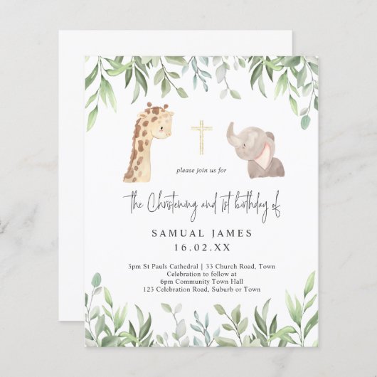 Groene en gouden Oerwoud Christening en 1e verjaar (Voorkant / Achterkant)