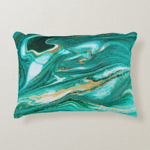 Groene en gouden rimpel van de agate achtergrond.  accent kussen