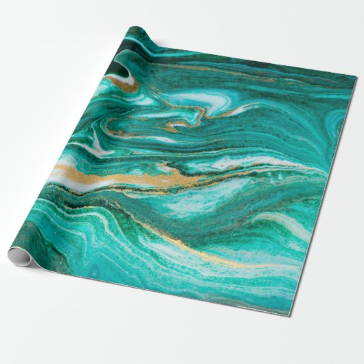 Groene en gouden rimpel van de agate achtergrond. cadeaupapier (Uitgerold)