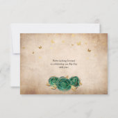 Groene en Gouden Roos Perkament Elegant Save The Date (Achterkant)