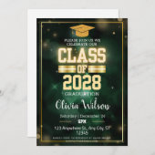 Groene en Gouden School Afstudeerfeest Kaart (Voorkant / Achterkant)