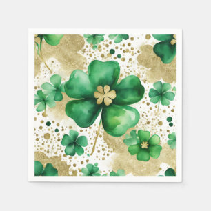 Groene en gouden St. Patrick's Day klaver Servet