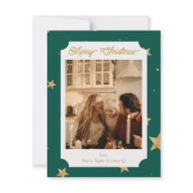 Groene en gouden sterren vakantie fotokaart