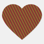 Groene en gouden strepen Glitter Hart Sticker (Voorkant)