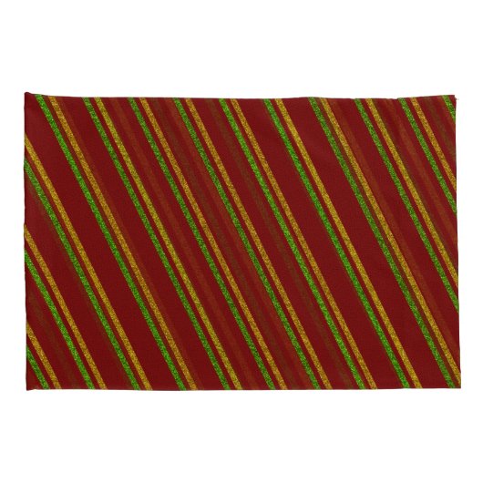 Groene en gouden strepen Glitter Kussensloop (Achterkant-Rechts)