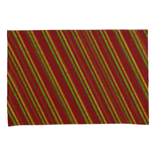 Groene en gouden strepen Glitter Kussensloop (Voorkant-Rechts)