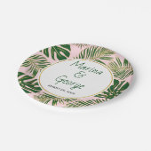 Groene en gouden tropische bladeren blush roze bru papieren bordje (Gekanteld)