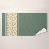 Groene en gouden twijgen Botanische Patroon Handdo Badhanddoek (Badhanddoek)