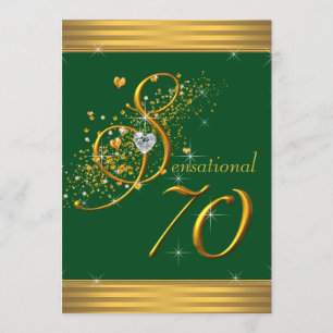 Groene en gouden uitnodigingen voor 70e verjaardag