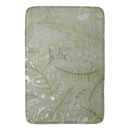 Groene en gouden varen patroon badmat (Voorkant Verticaal)