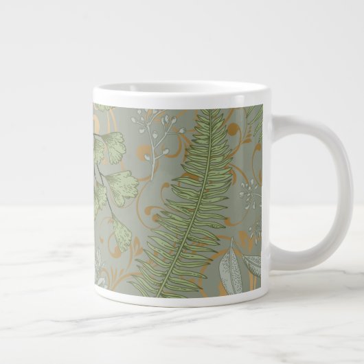 Groene en gouden varen patroon extra grote beker (Rechts)