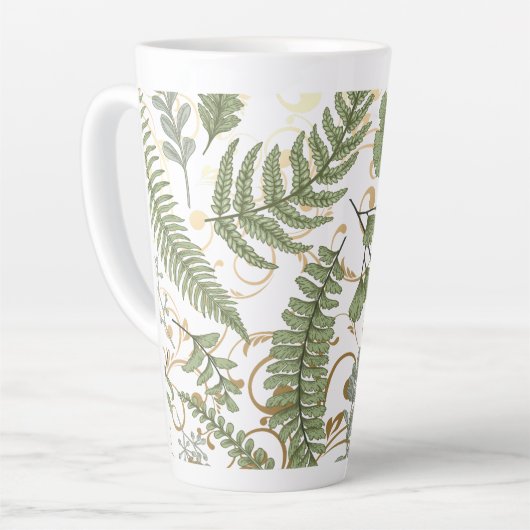 Groene en gouden varen patroon latte mok (Linkerhoek)