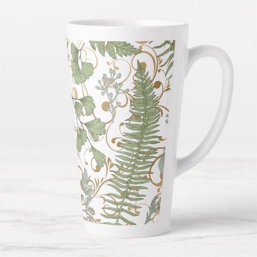 Groene en gouden varen patroon latte mok (Rechts)