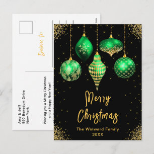 Groene en Gouden Versieringen Prettig Kerstfeest Feestdagenkaart