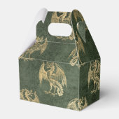 Groene en gouden vintage draak bedankdoosjes (Achterkant)