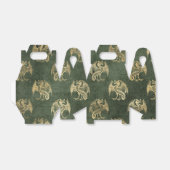 Groene en gouden vintage draak bedankdoosjes (Uitgevouwen)