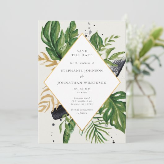 Groene en gouden Waterverf Tropisch sparen de Datu Kaart (Staand voorkant)