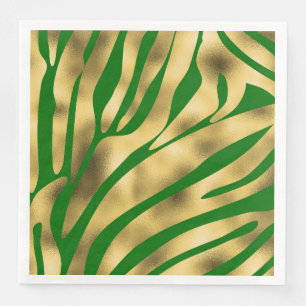 Groene en gouden zebra feestelijk servet