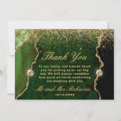 Groene en goudfaux Glitter Agate Wedding Bedankkaart (Voorkant)