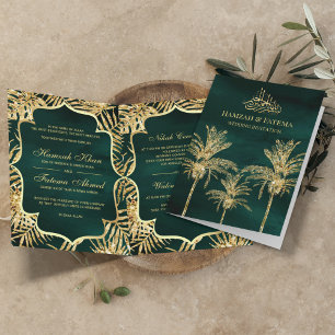 Groene en goudglitter Datum Palm Muslim Wedding